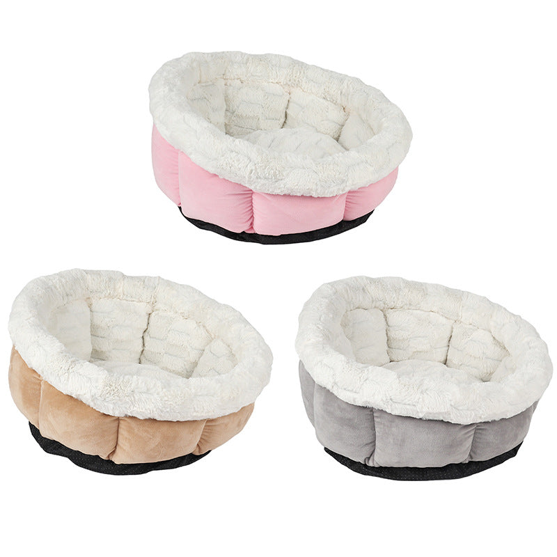KFX-6180925 Cozy Petal Cat Mat for Cats and Dogs – Plush Suede and Brushed Plush Nest, 48x49x25cm