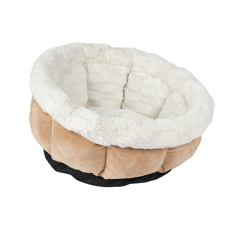 KFX-6180925 Cozy Petal Cat Mat for Cats and Dogs – Plush Suede and Brushed Plush Nest, 48x49x25cm