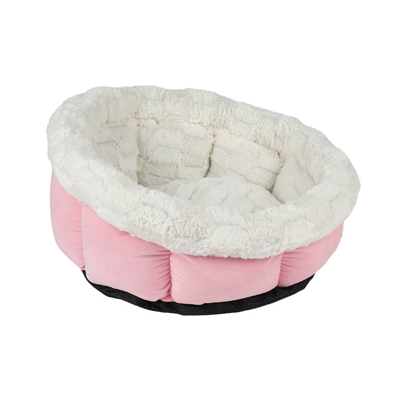 KFX-6180925 Cozy Petal Cat Mat for Cats and Dogs – Plush Suede and Brushed Plush Nest, 48x49x25cm