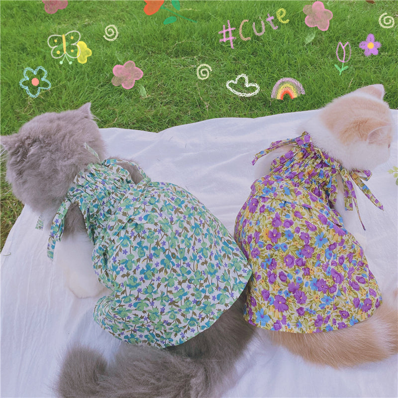 KFX-6181437 Floral Lavender Pet Sling Skirt with Sunscreen Protection and Anti-Shedding Features