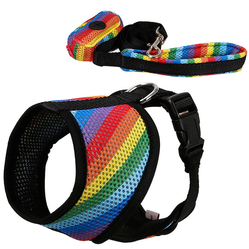 KFX-6181949 Rainbow Striped Chest Strap - Sandwich Mesh, Sizes S, M, L
