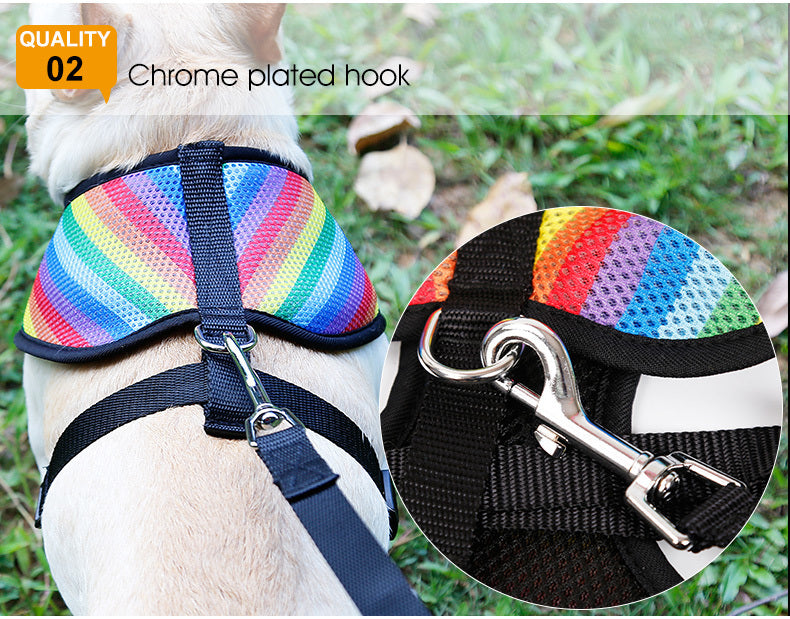 KFX-6181949 Rainbow Striped Chest Strap - Sandwich Mesh, Sizes S, M, L