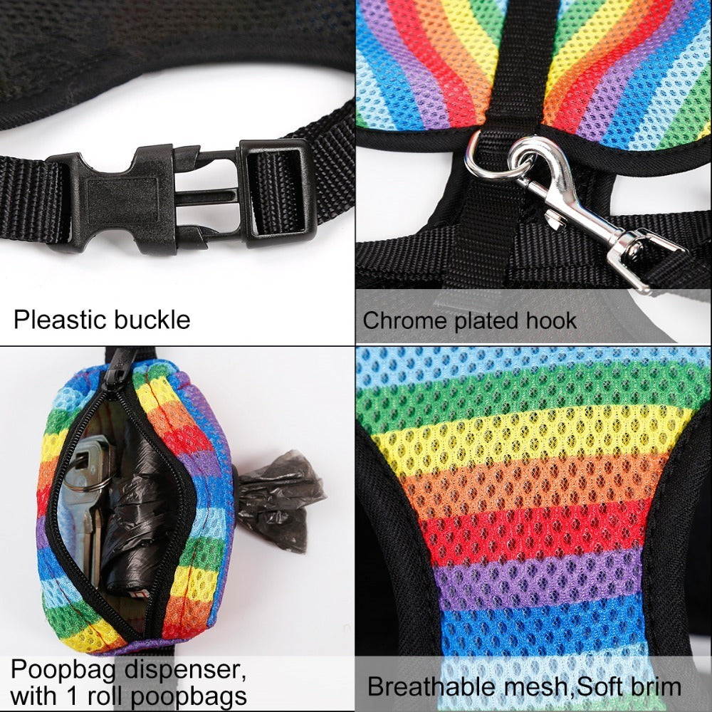 KFX-6181949 Rainbow Striped Chest Strap - Sandwich Mesh, Sizes S, M, L