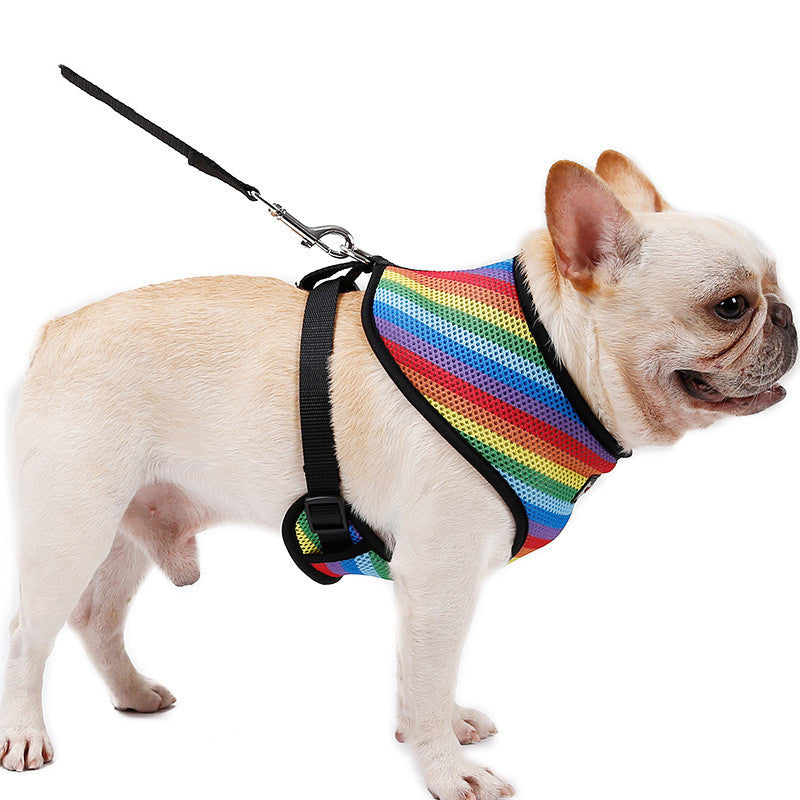 KFX-6181949 Rainbow Striped Chest Strap - Sandwich Mesh, Sizes S, M, L