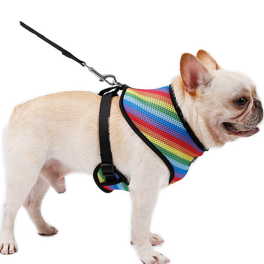 KFX-6181949 Rainbow Striped Chest Strap - Sandwich Mesh, Sizes S, M, L
