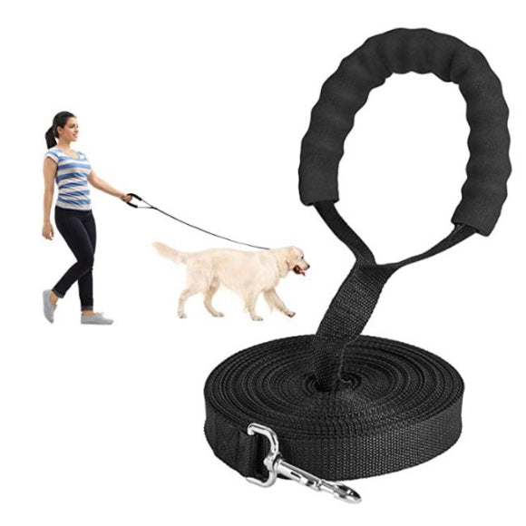 KFX-6182461 Adjustable Black Dog Leash with Extended Length for Enhanced Pet Control