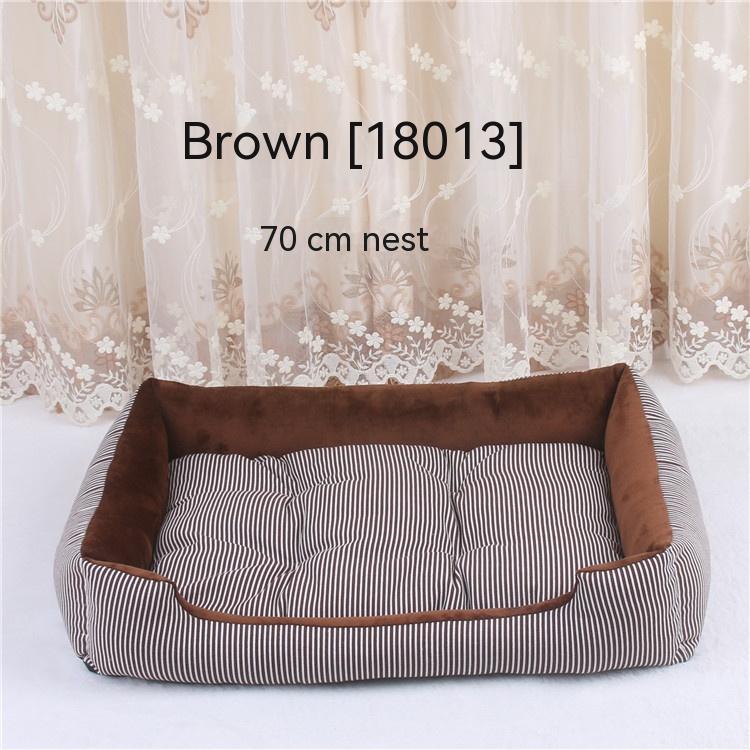 KFX-6182717 Large Dog Bed in Brown and Gray Stripes – Soft Cloth Material, Multiple Sizes Available
