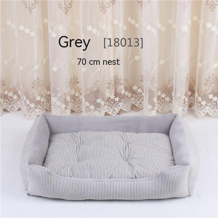 KFX-6182717 Large Dog Bed in Brown and Gray Stripes – Soft Cloth Material, Multiple Sizes Available