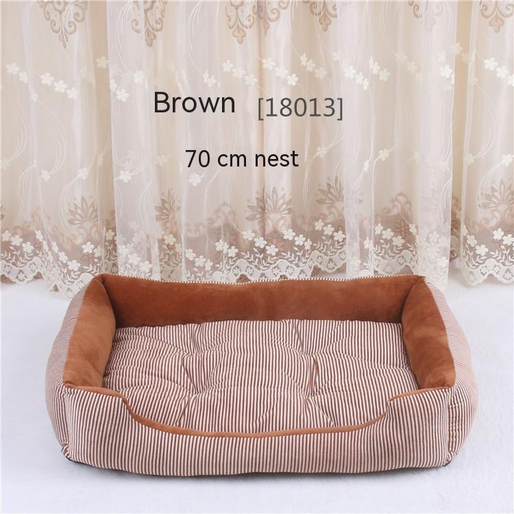 KFX-6182717 Large Dog Bed in Brown and Gray Stripes – Soft Cloth Material, Multiple Sizes Available