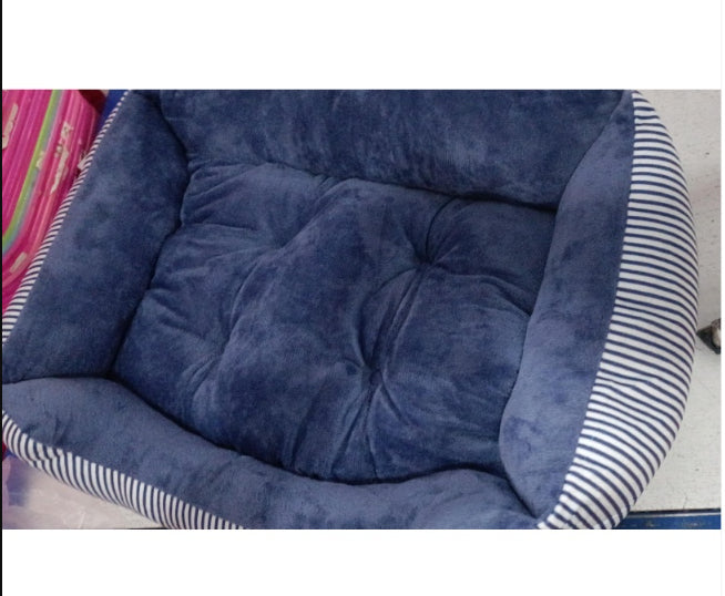 KFX-6182717 Large Dog Bed in Brown and Gray Stripes – Soft Cloth Material, Multiple Sizes Available
