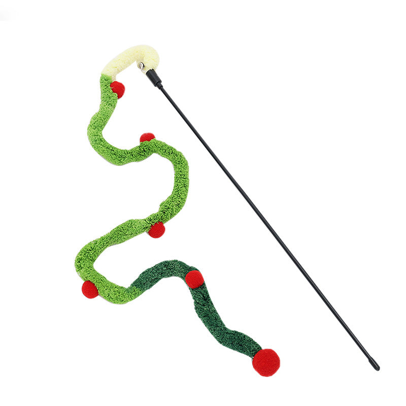 KFX-6183485 Self-Hi Relief Gradient Pink and Green Plush Cat Teaser Toy with 46cm Pole and 83cm Rope