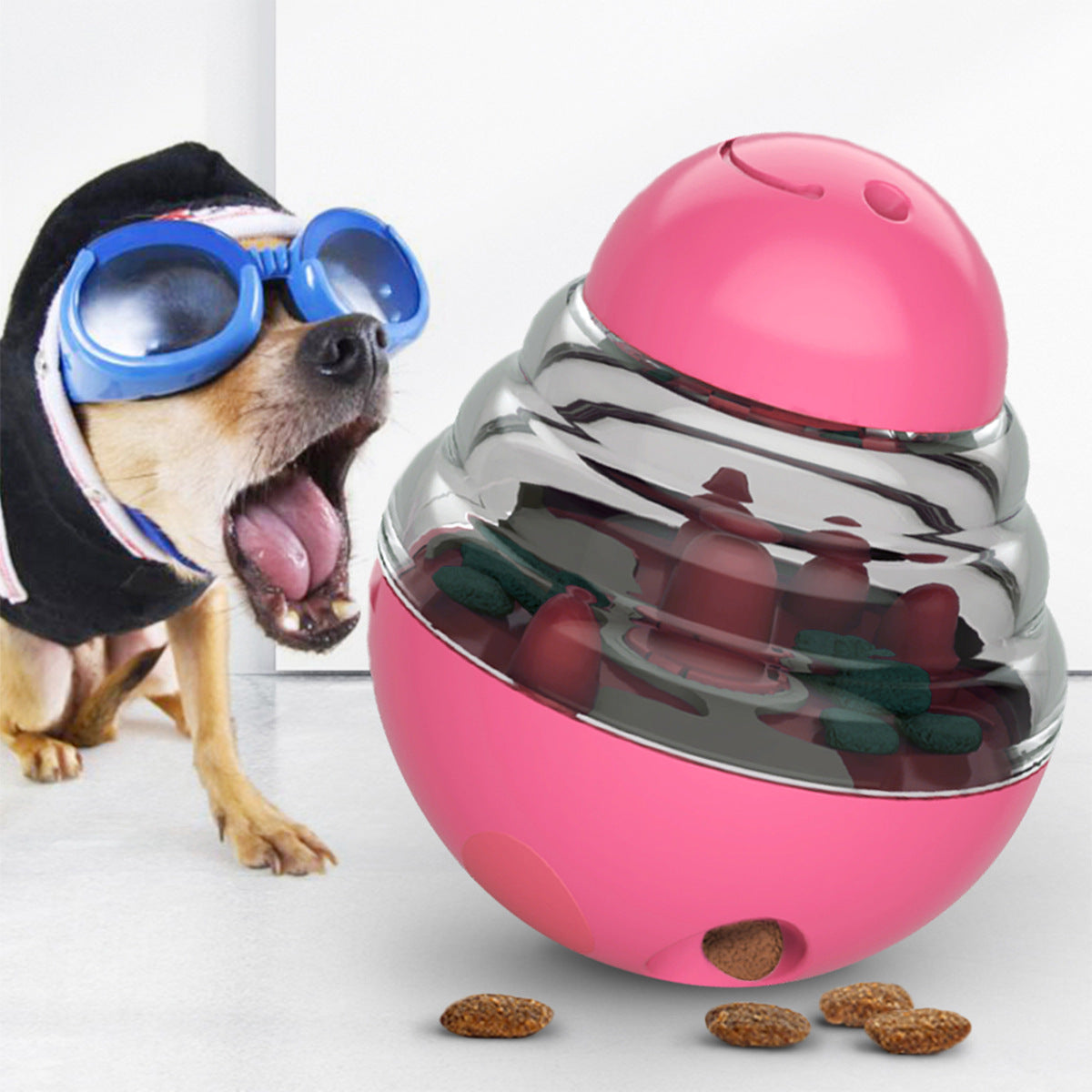 KFX-6186429 Balance Car Dog Toy with Leakage Food Feeder Tumbler in Various Colors