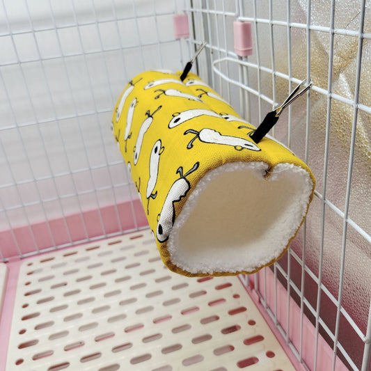 KFX-6187709 Super Soft Plush Tunnel Nest for Small Pets - Ideal for Hamsters, Mice, and Guinea Pigs