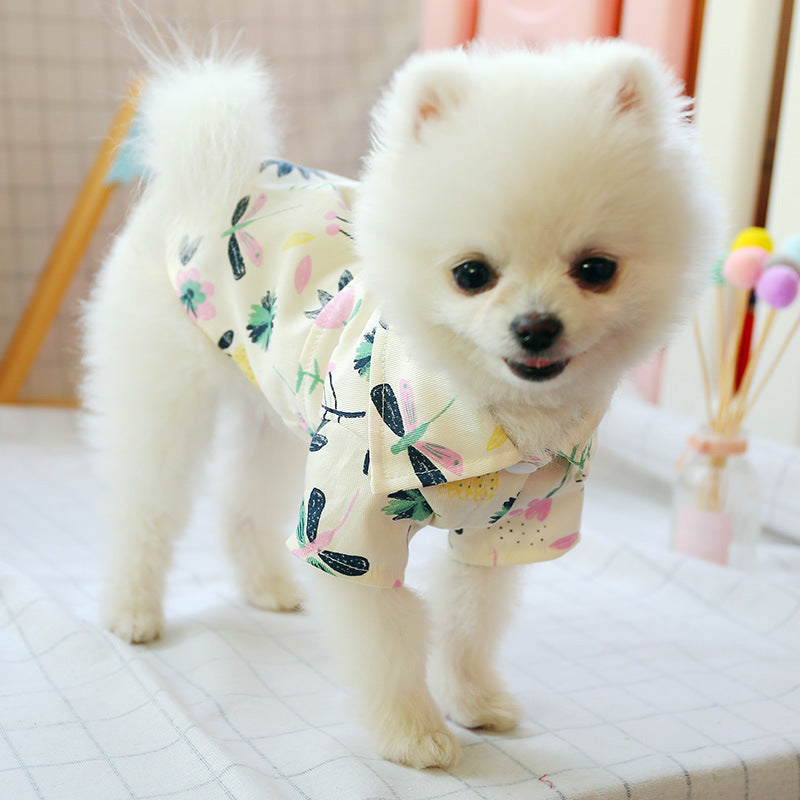 KFX-6188221 Cute Summer Shirt for Small Dogs - Flamingo Flower & Dragonfly Design