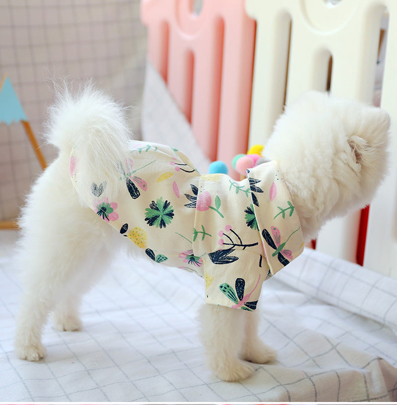 KFX-6188221 Cute Summer Shirt for Small Dogs - Flamingo Flower & Dragonfly Design