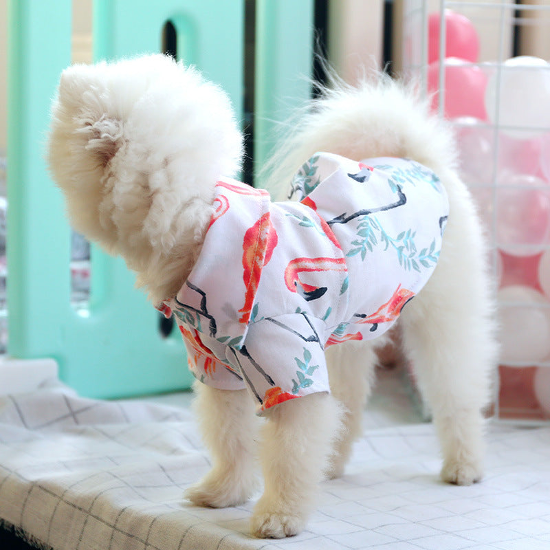KFX-6188221 Cute Summer Shirt for Small Dogs - Flamingo Flower & Dragonfly Design