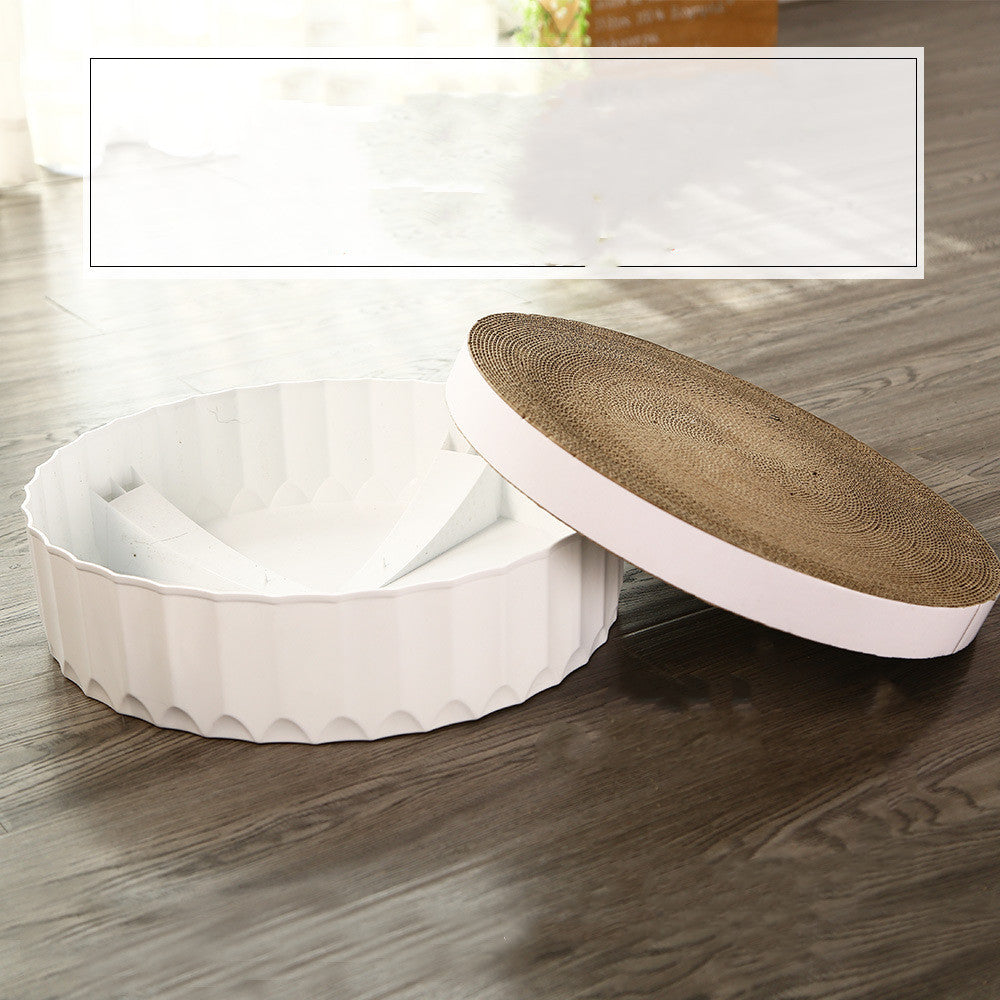 KFX-6188605 Corrugated Cat Litter Scratcher and Claw Grinder for All Cats - White, 40x40x10cm