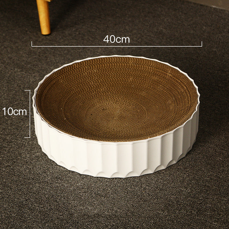 KFX-6188605 Corrugated Cat Litter Scratcher and Claw Grinder for All Cats - White, 40x40x10cm