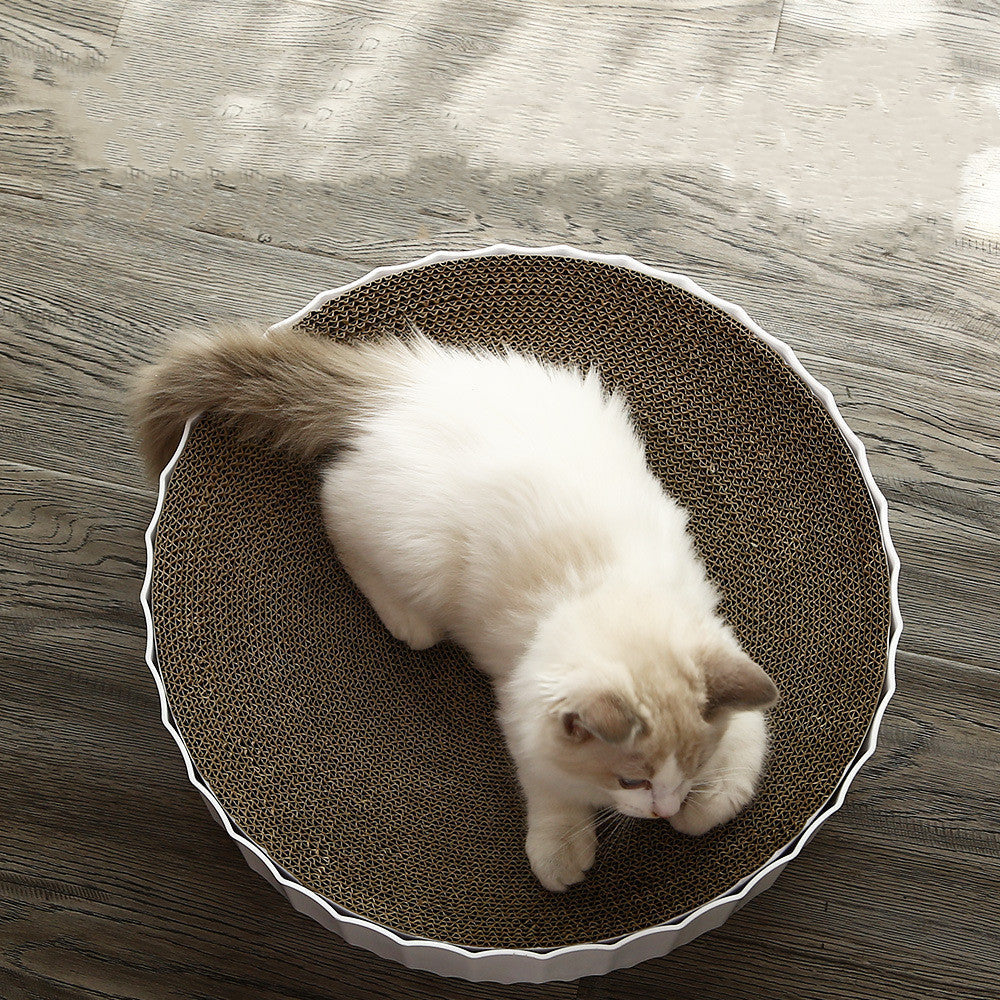 KFX-6188605 Corrugated Cat Litter Scratcher and Claw Grinder for All Cats - White, 40x40x10cm