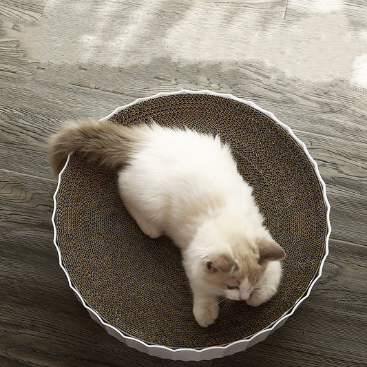 KFX-6188605 Corrugated Cat Litter Scratcher and Claw Grinder for All Cats - White, 40x40x10cm