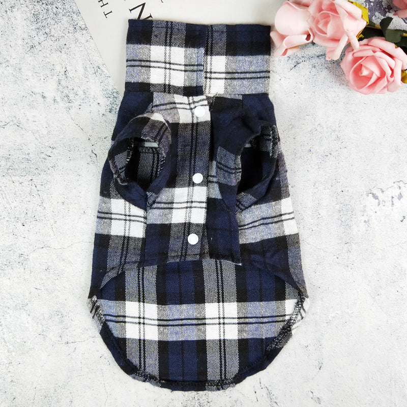 KFX-6188989 Casual Plaid Pet Shirt in Red, Blue, and Green - Lightweight Polyester, Sizes XS to XL