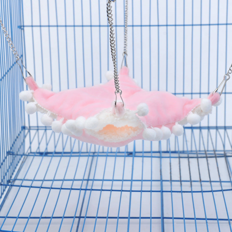 KFX-6190013 Hammock for Squirrels - Plush Hanging Sleeping Bag in Blue, Pink, or Yellow, Small & Large Sizes Available