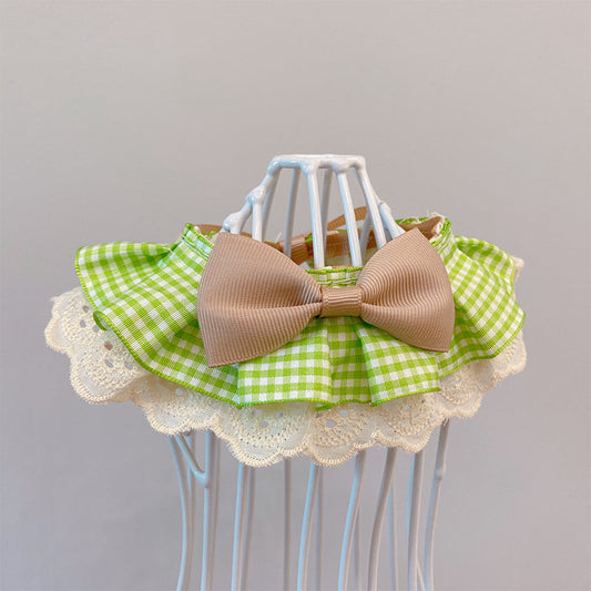 KFX-6190653 Light Green Polyester Pet Bib Bow Tie with Long Scarf Style for Cats and Dogs
