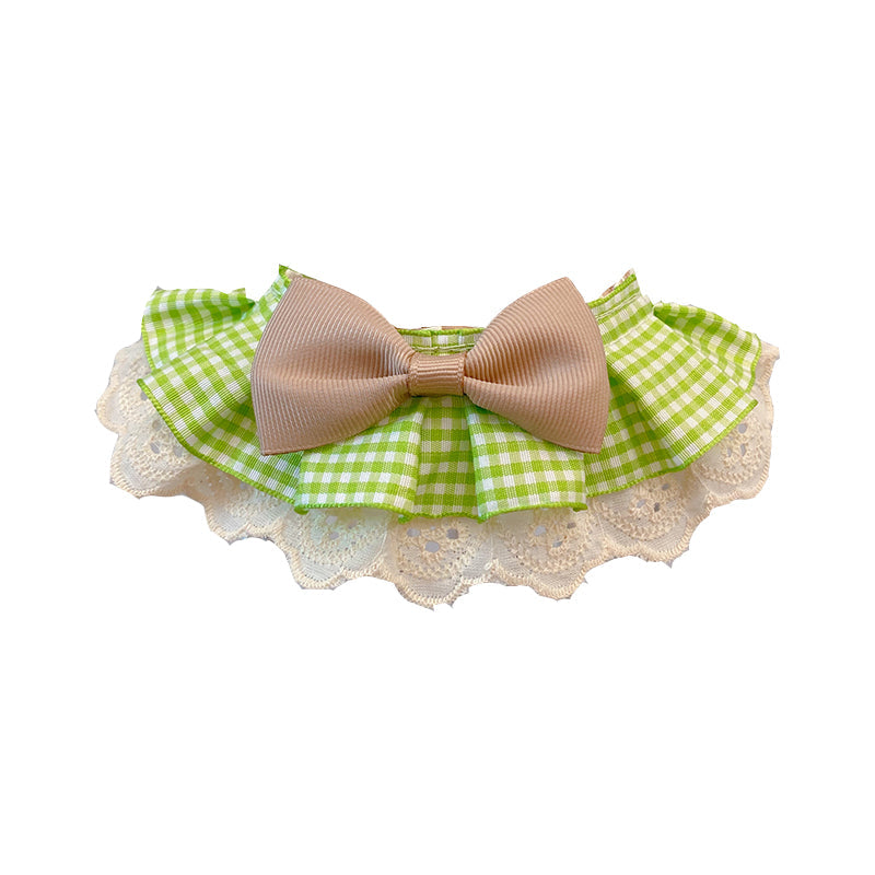 KFX-6190653 Light Green Polyester Pet Bib Bow Tie with Long Scarf Style for Cats and Dogs