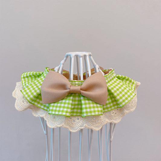 KFX-6190653 Light Green Polyester Pet Bib Bow Tie with Long Scarf Style for Cats and Dogs