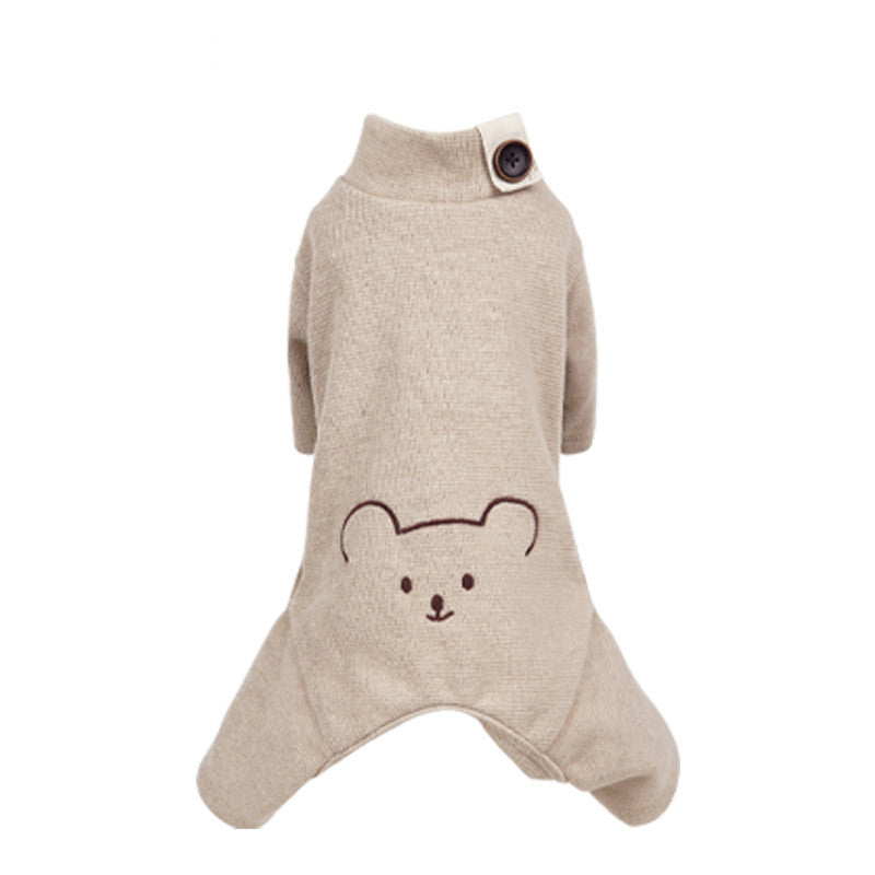 KFX-6190781 All-in-One Cotton Pajamas for Pets in Khaki, Bitter Orange, and Green - Available in Multiple Sizes