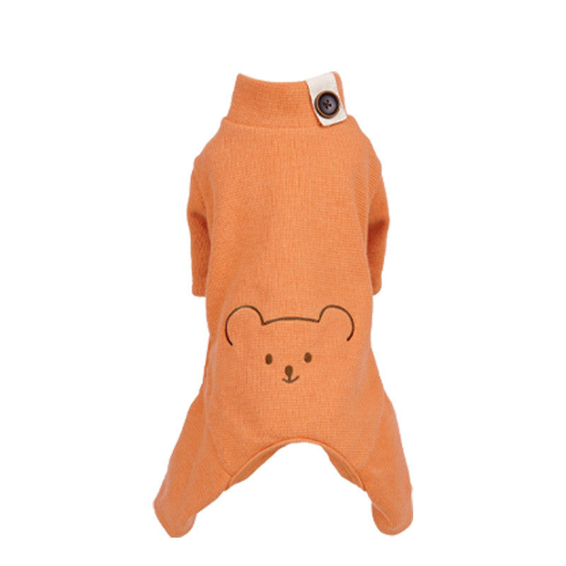 KFX-6190781 All-in-One Cotton Pajamas for Pets in Khaki, Bitter Orange, and Green - Available in Multiple Sizes