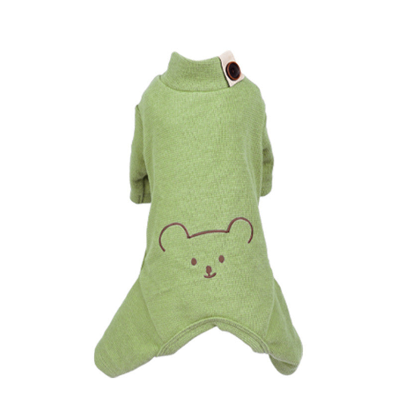 KFX-6190781 All-in-One Cotton Pajamas for Pets in Khaki, Bitter Orange, and Green - Available in Multiple Sizes