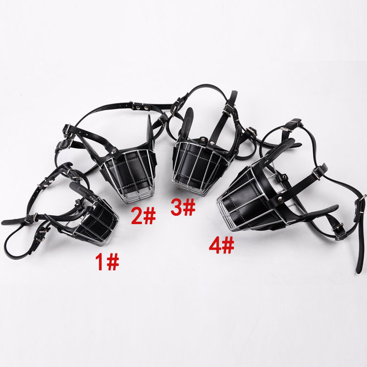 KFX-6191677 Leather Dog Bark Control Mouth Guard for Safety and Training