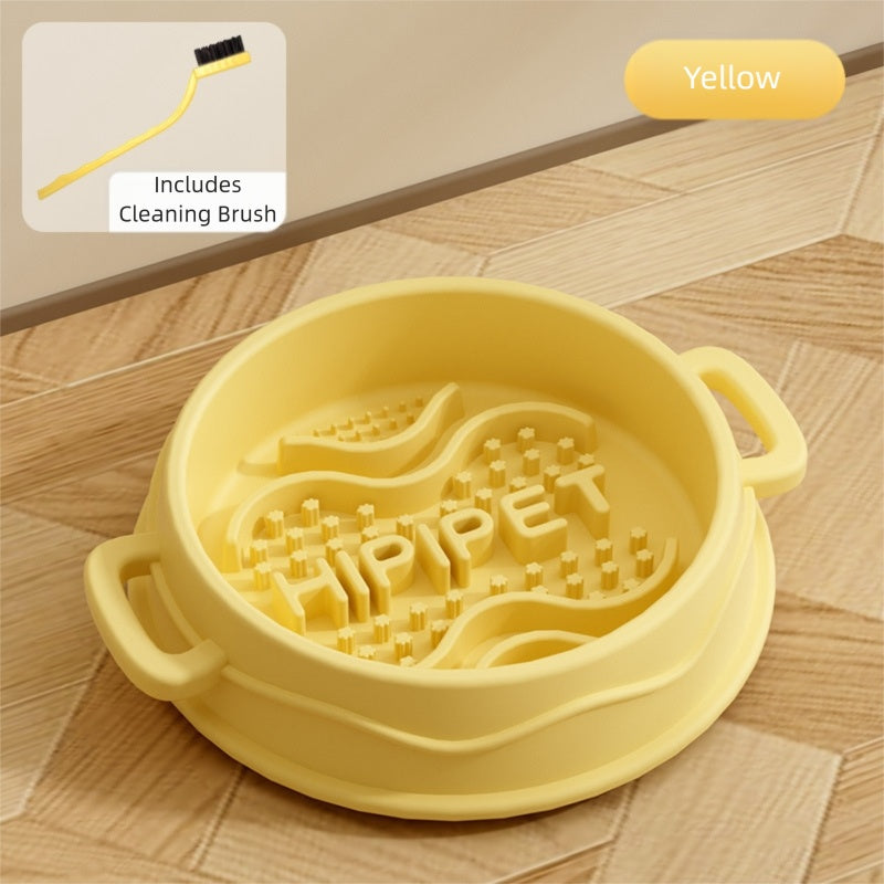 KFX-6192189 Slow Feed Silicone Dog Bowl with Double-Ear Handles and Maze Design for Healthy Eating