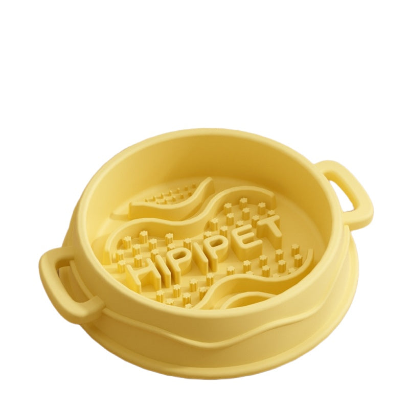 KFX-6192189 Slow Feed Silicone Dog Bowl with Double-Ear Handles and Maze Design for Healthy Eating