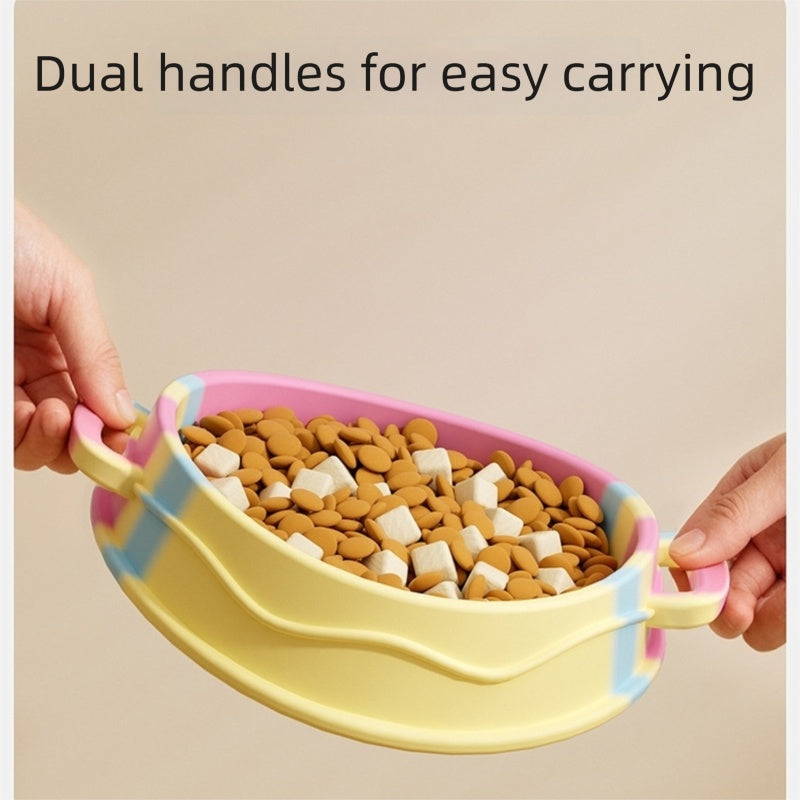 KFX-6192189 Slow Feed Silicone Dog Bowl with Double-Ear Handles and Maze Design for Healthy Eating