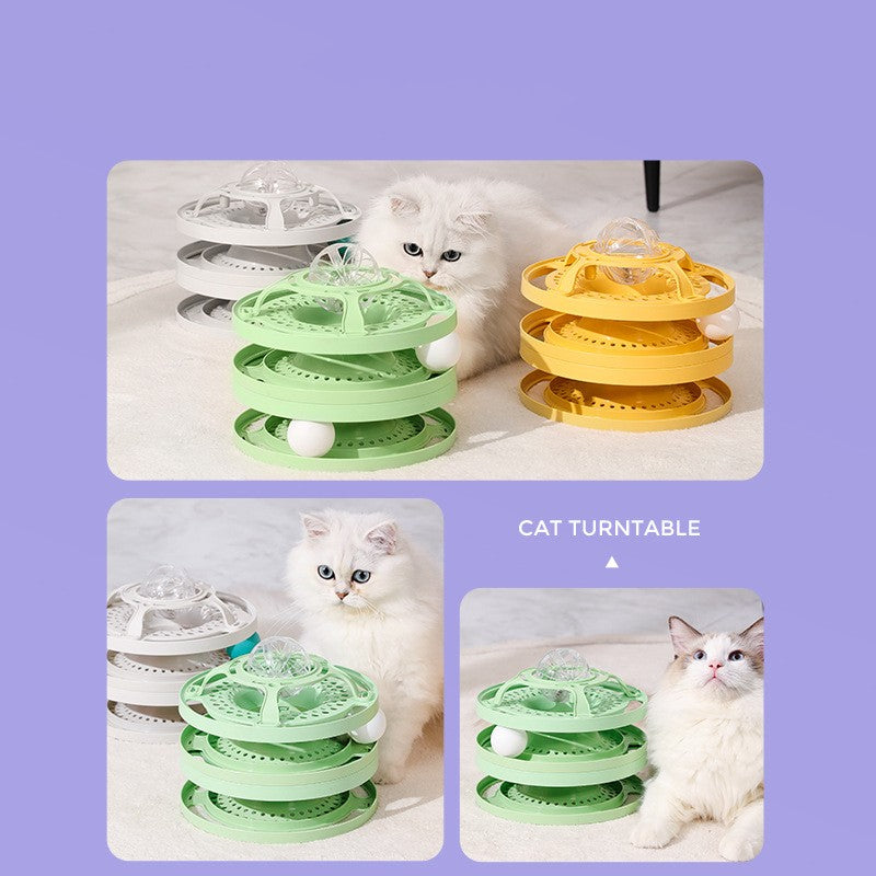 KFX-6193213 Interactive Turntable Cat Toy with Stimulation Balls for Exercise and Stress Relief