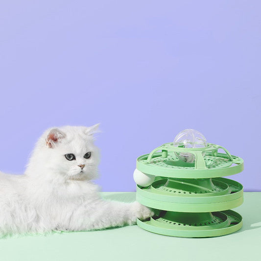 KFX-6193213 Interactive Turntable Cat Toy with Stimulation Balls for Exercise and Stress Relief