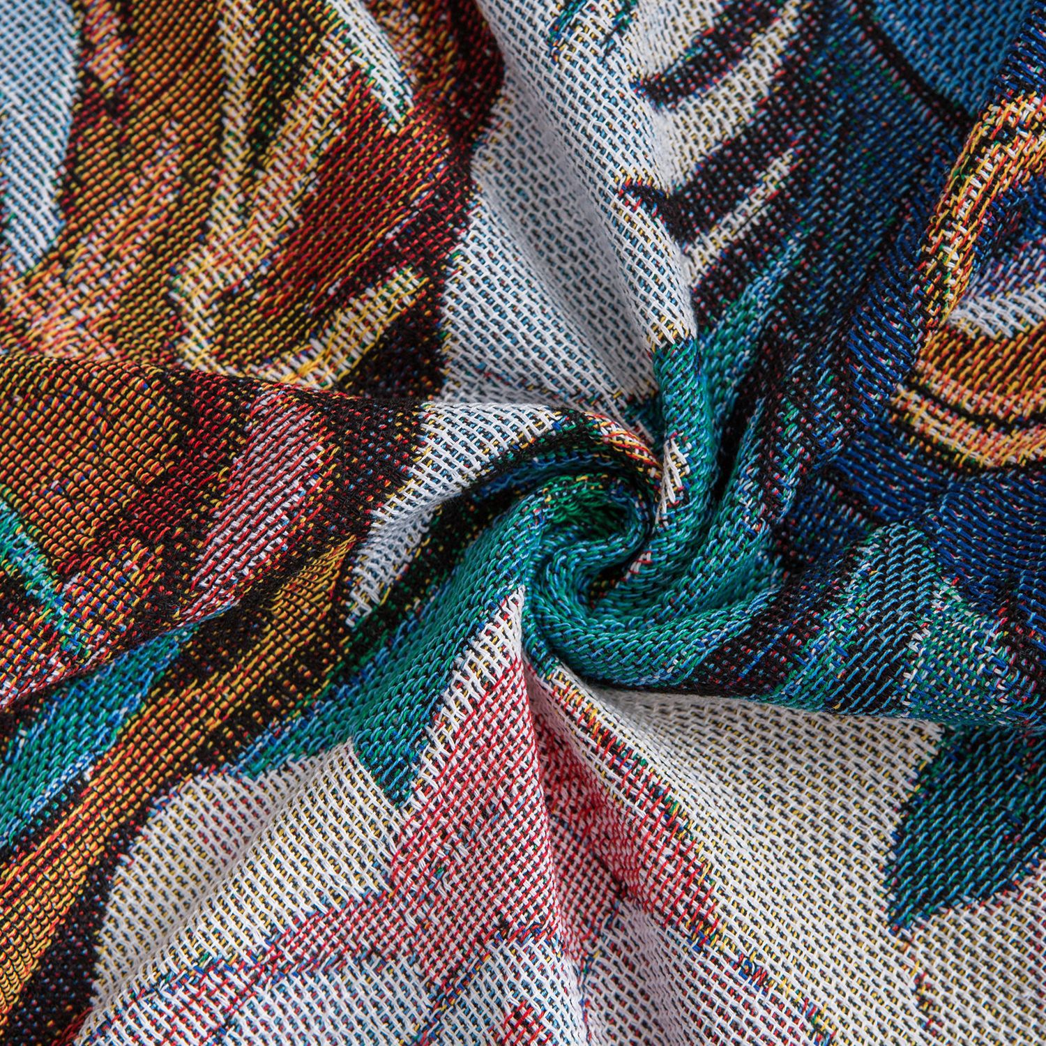 KFX-6195005 Nordic Style Leisure Blanket in Blue Peacock and Green Peacock – Soft Polyester, Multiple Sizes Available