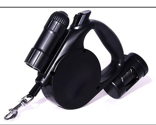 KFX-6197949 Retractable 4.5m Dog Leash with LED Light and Waste Bag Dispenser