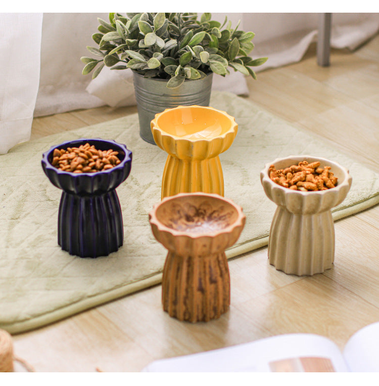 KFX-6200125 Tall Porcelain Cat Bowl - Elegant Design for Comfortable Feeding