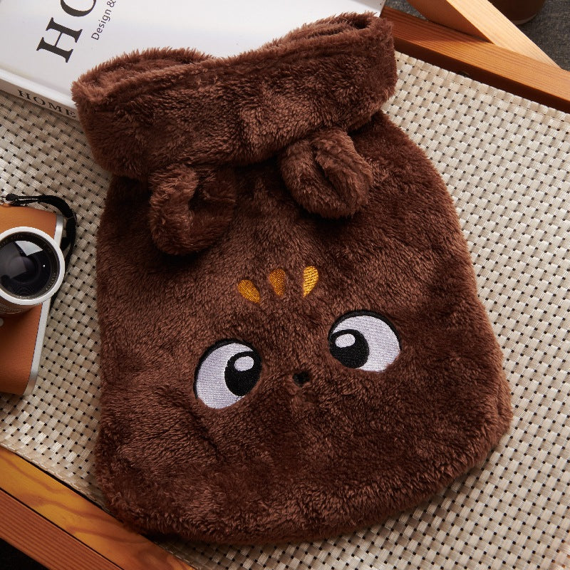 KFX-6200509 Plush Cartoon Pet Clothes for Autumn and Winter - Thick Legs, Available in Multiple Sizes