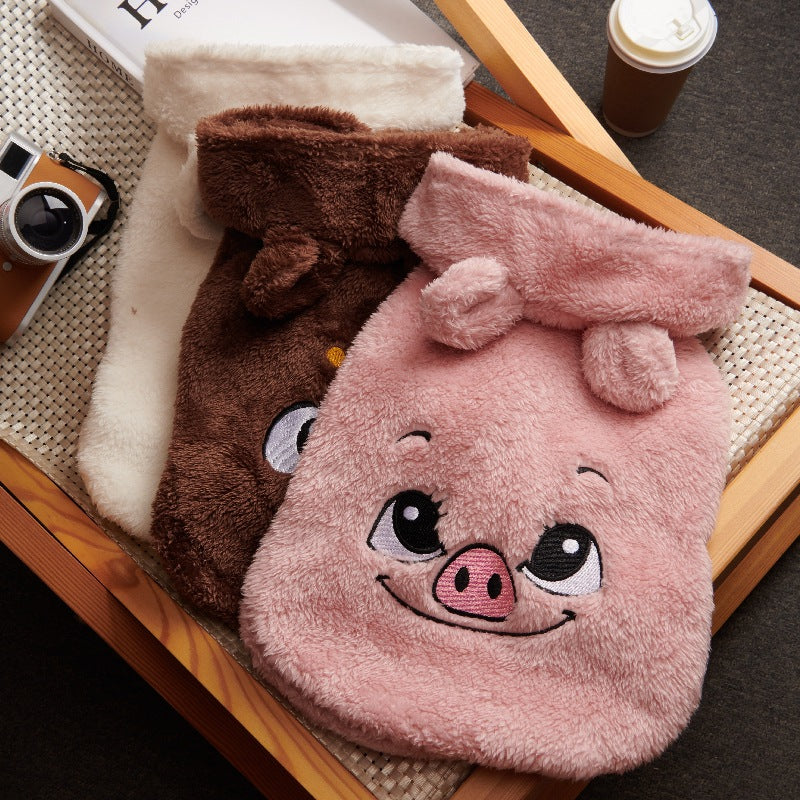 KFX-6200509 Plush Cartoon Pet Clothes for Autumn and Winter - Thick Legs, Available in Multiple Sizes