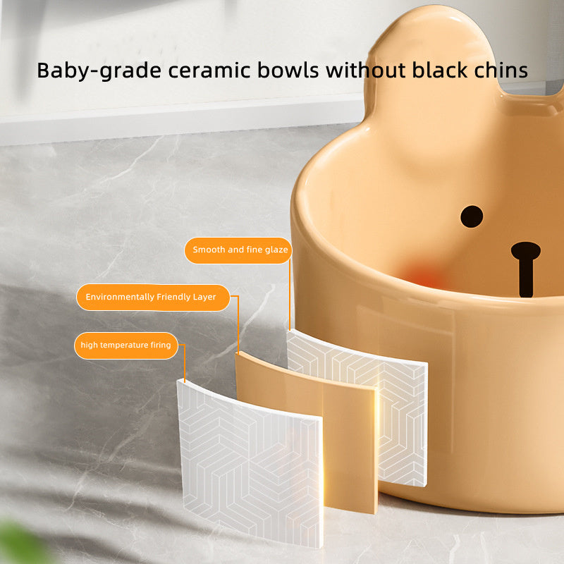 KFX-6201405 Ceramic Pet Bowl Set for Dogs and Cats - Neck Protection Design, Easy to Clean, Two Colors Available