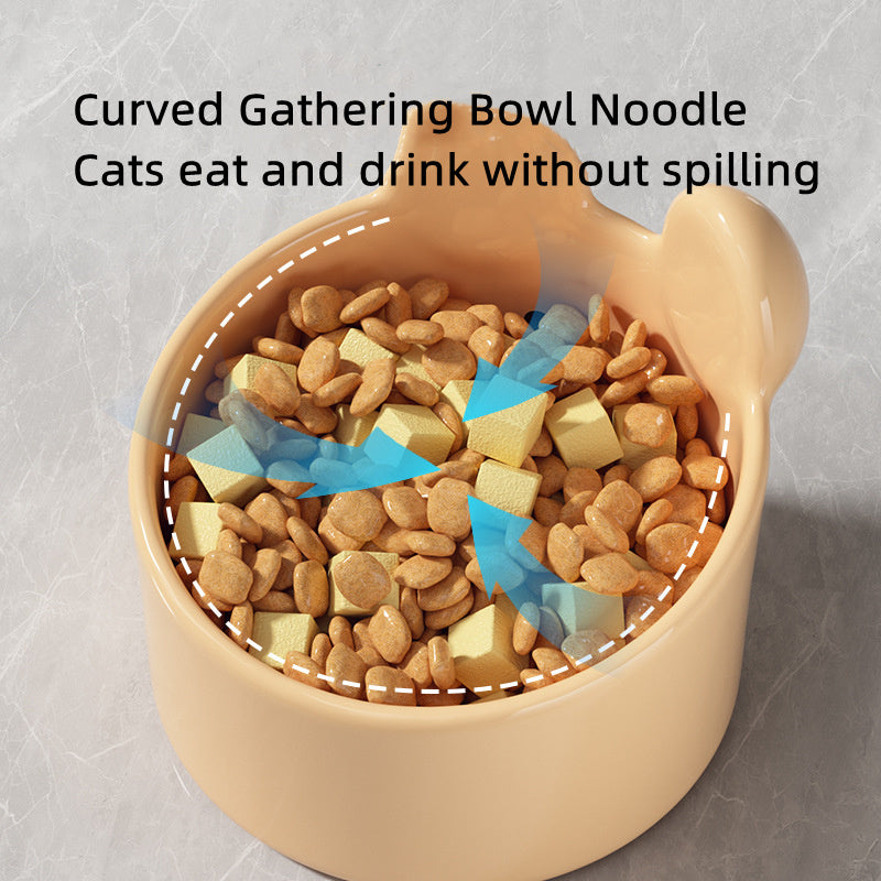 KFX-6201405 Ceramic Pet Bowl Set for Dogs and Cats - Neck Protection Design, Easy to Clean, Two Colors Available