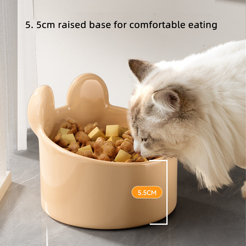 KFX-6201405 Ceramic Pet Bowl Set for Dogs and Cats - Neck Protection Design, Easy to Clean, Two Colors Available