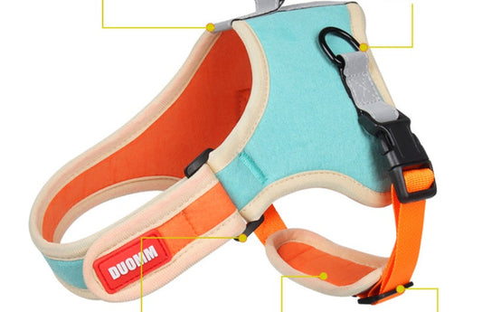 KFX-6203197 Suede Adjustable Dog Harness with Chest Strap and Leash