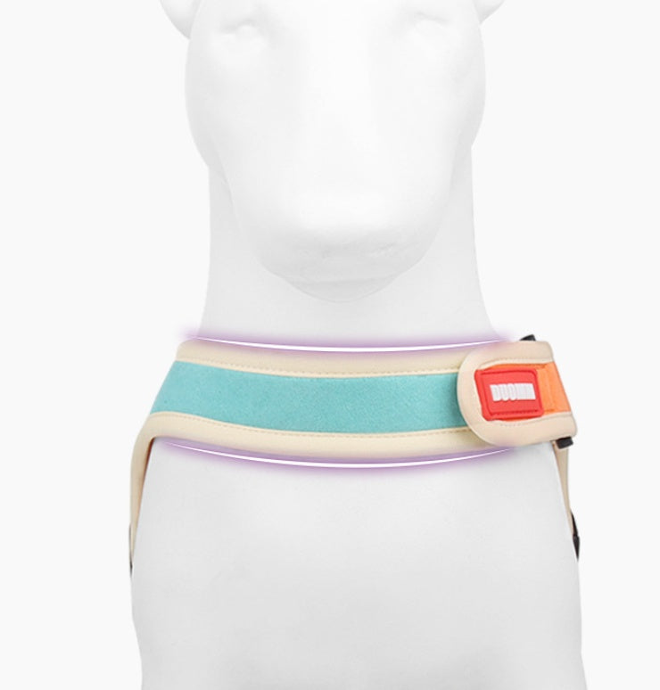 KFX-6203197 Suede Adjustable Dog Harness with Chest Strap and Leash
