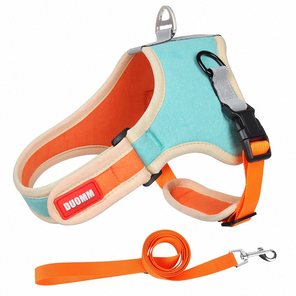 KFX-6203197 Suede Adjustable Dog Harness with Chest Strap and Leash