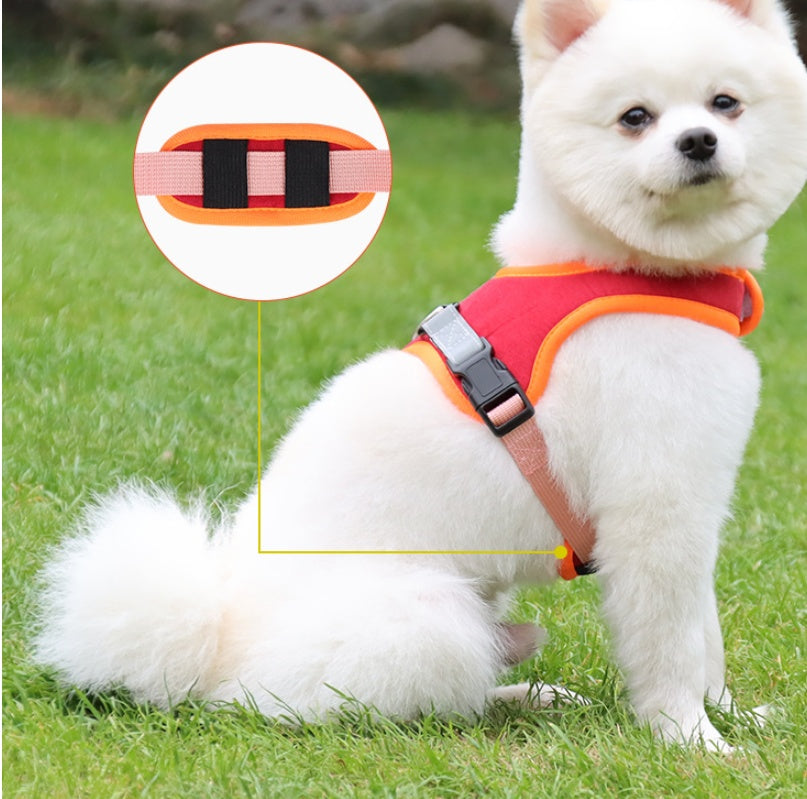 KFX-6203197 Suede Adjustable Dog Harness with Chest Strap and Leash